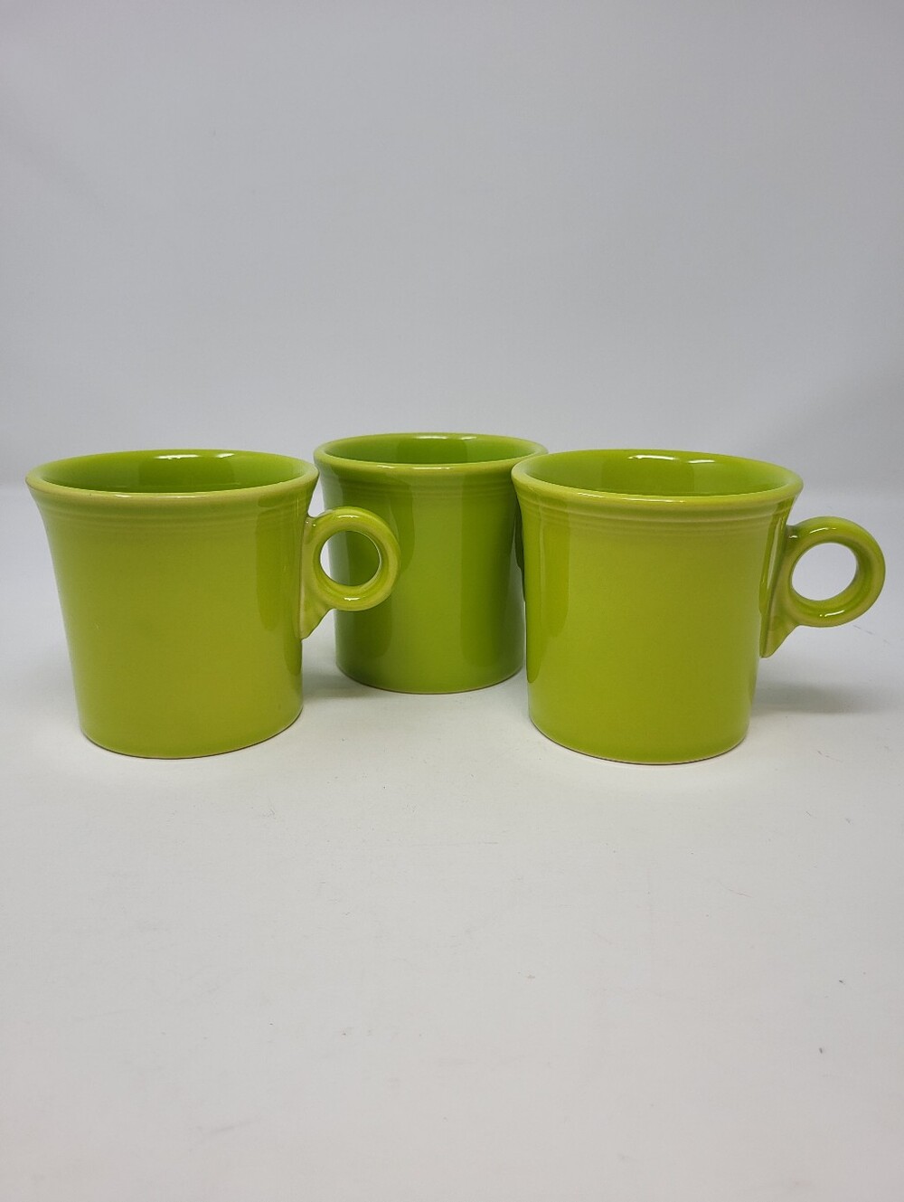 Fiesta Fiestaware Homer Laughlin Lime Green Coffee Cups O Ring Handle Set of 3